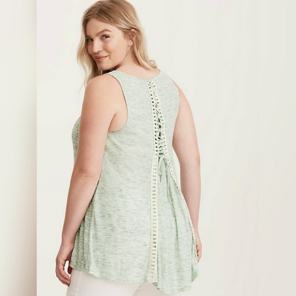 Torrid Ribbed Knit Lace Up Swing Tank Top